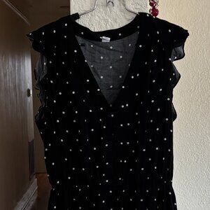 Old Navy Black Polka Dot Dress Midi Flutter Sleeve Dress. Large Tall.